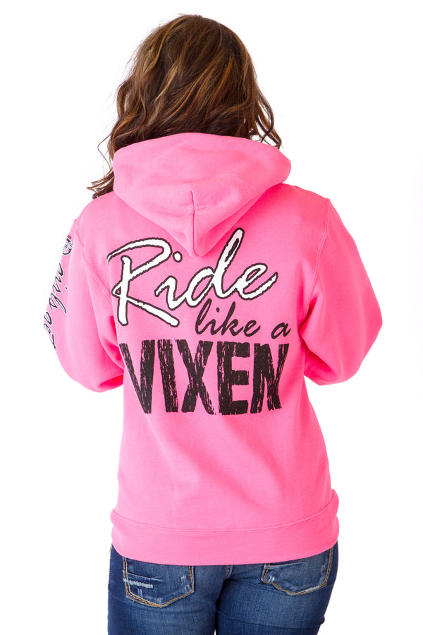 Ride like a Vixen Hoodie - Neon Pink