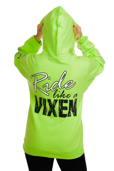 Ride like a Vixen Hoodie - Neon Green