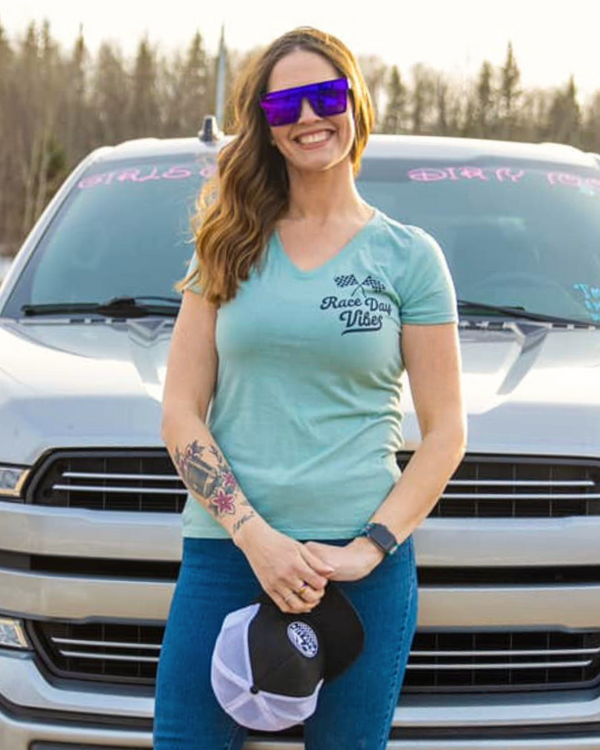 Race Day Vibes Ladies V Neck Tee