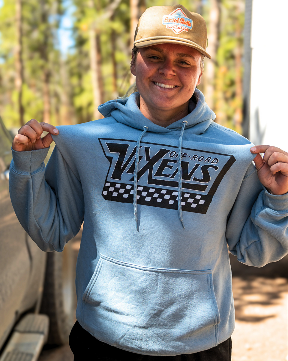 Off the Wall Unisex Pullover Hoodie - Blue – OFF-ROAD VIXENS