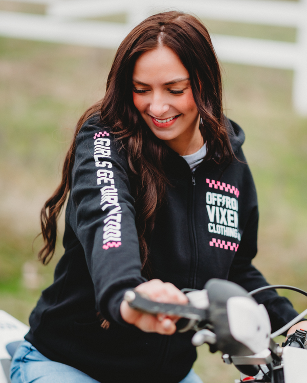 Checked Out Unisex Zip Hoodie - Black