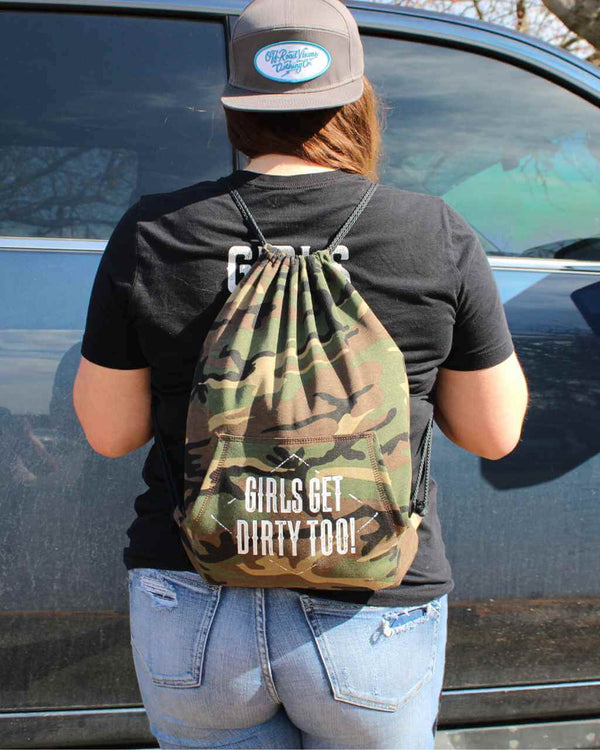 Dirt Roads Fleece Cinch Bag - Camo - OFF-ROAD VIXENS CLOTHING CO.