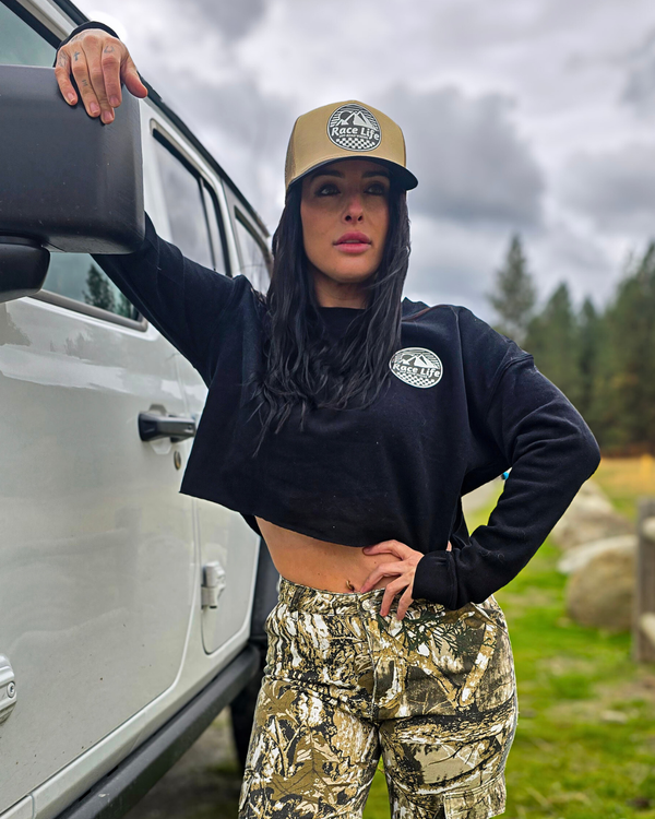 Race Life Cropped Pullover Sweatshirt