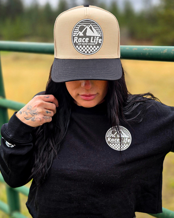 Race Life Trucker Hat - Khaki/Black