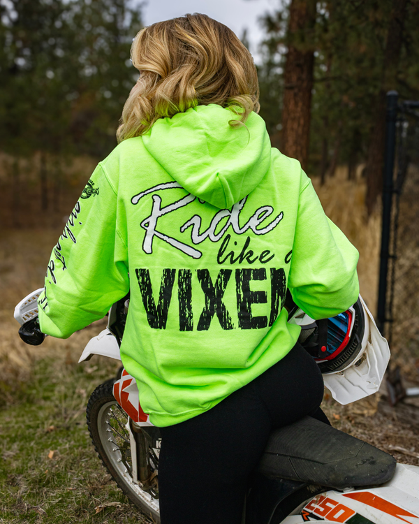 Ride like a Vixen Hoodie - Neon Green