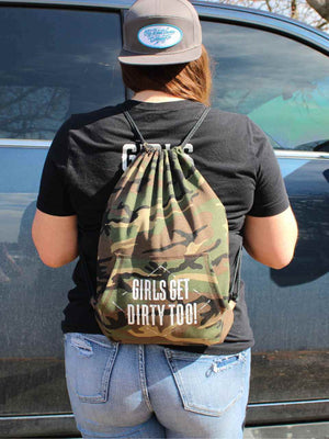 Dirt Roads Fleece Cinch Bag - Camo - OFF-ROAD VIXENS CLOTHING CO.
