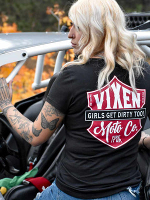 Fire it Up Ladies V Neck Tee - OFF-ROAD VIXENS CLOTHING CO.