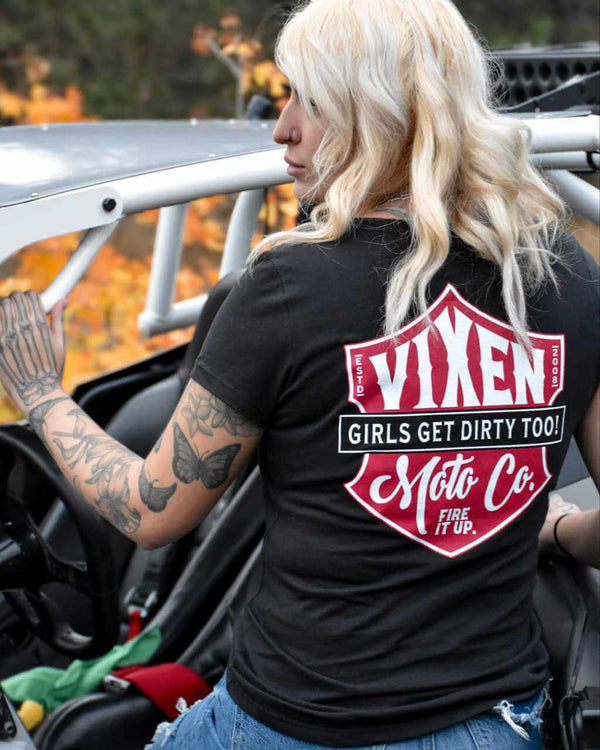 Fire it Up Ladies V Neck Tee - OFF-ROAD VIXENS CLOTHING CO.