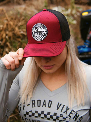 Race Life Trucker Hat - Maroon - OFF-ROAD VIXENS CLOTHING CO.