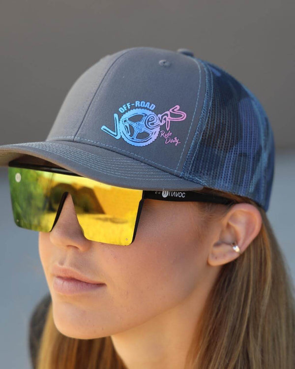 Ride Dirty Trucker Hat - Blue/Camo - OFF-ROAD VIXENS CLOTHING CO.
